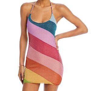 NWT Kurt Geiger Rainbow Striped Swim Coverup